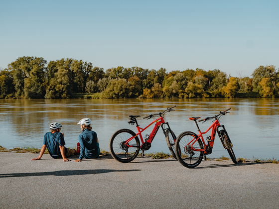 Radfahrer an der Donau