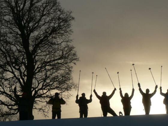 Gruppe von Schneeschuhwanderern