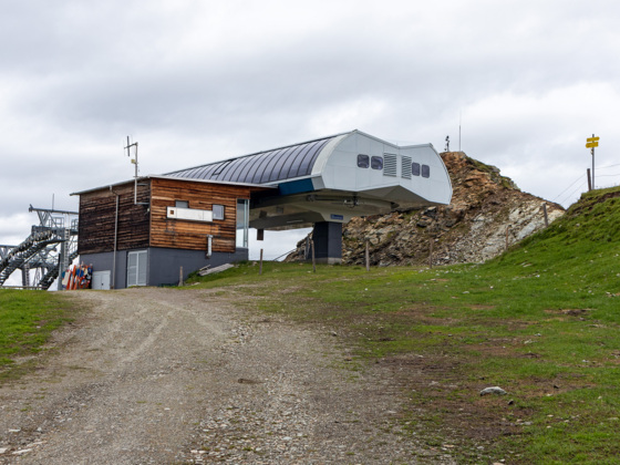 Bergstation Cimaross. Rechts die Abzweigung zum Rotenkogel.