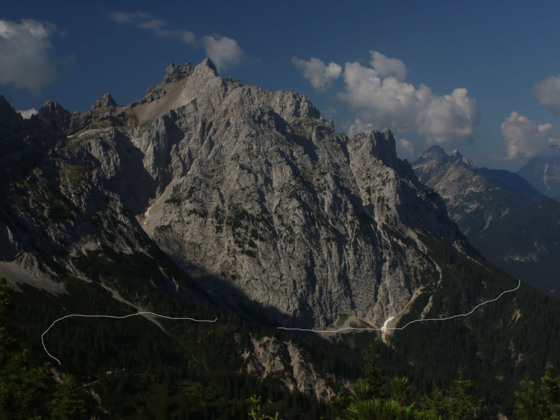 Wegverlauf unterhalb von Kreuzwand und im Mitterkar