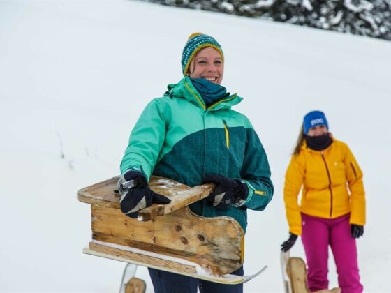 Mariandlalm Klumper Rodeln Winter Schnee Winterwandern