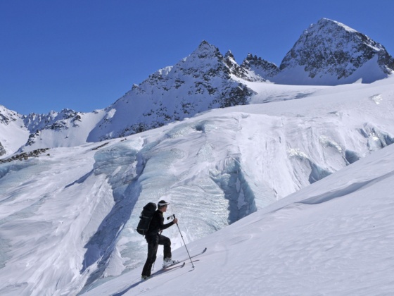 Anstieg zum Piz Buin, Ochsentaler Gletscher