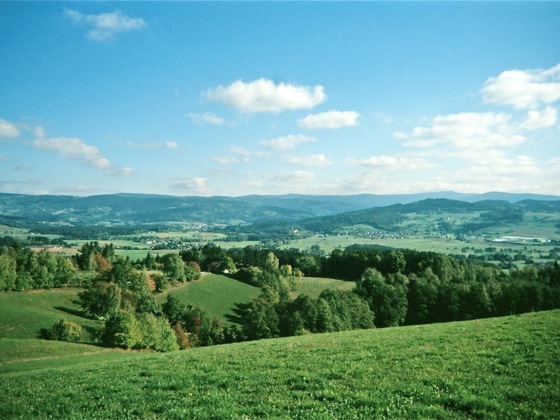 Blick vom höchsten Punkt in den Vorderen Bayerischen Wald