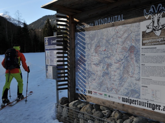 Tourenkarte Windautal beim Parkplatz beim Ghs. Steinberg