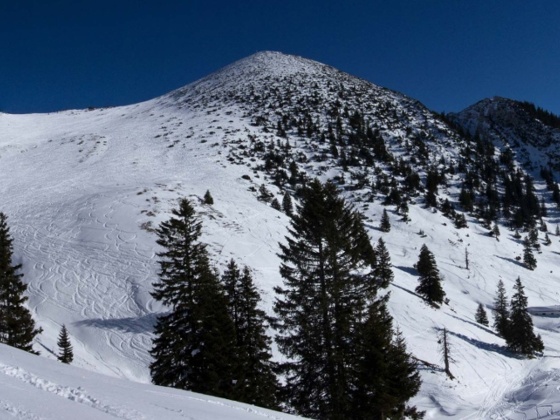 Der Weitwinkelblick über die Oberkaseralm zum Geigelstein mit seinen schönen Skihängen