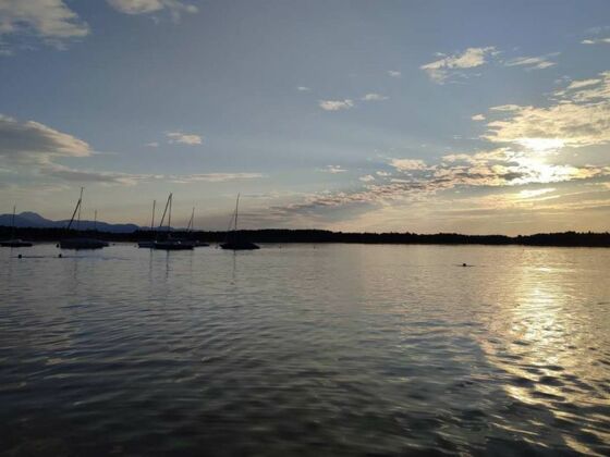 Abendstimmung am Badeplatz Ecking am Simssee