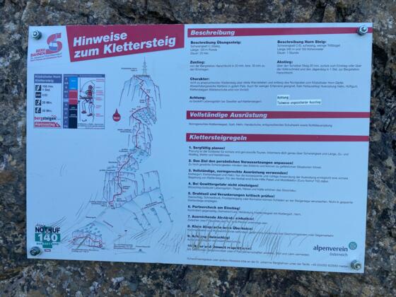 Klettersteig Topo am Einstieg