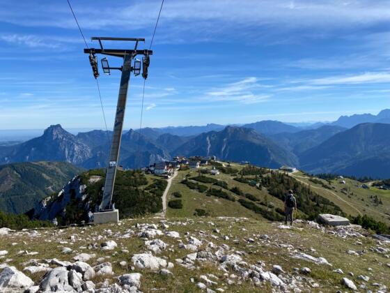 Blick vom Heumahdgupf Richtung Feuerkogel Hüttendorf.
