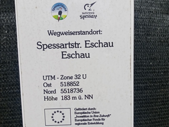 Standortschild Wegweiser &quot;Spessartstr. Eschau&quot;