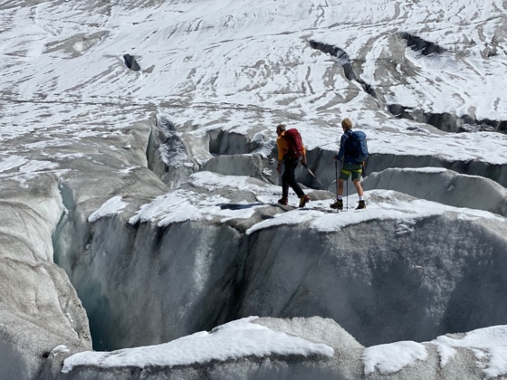 Querung des Gepatschferners unter der Rauhekopfhütte
