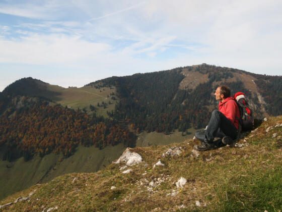 Am Klausenberg (Hinten: Die Hochries)