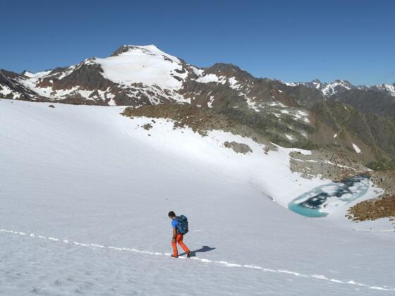 Abstieg vom Aperen Feuerstein, Blick auf Wilder Freiger