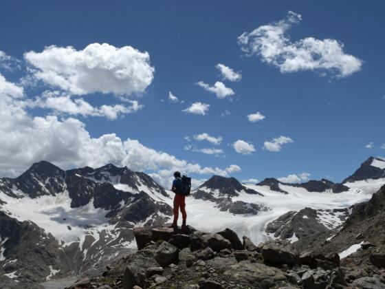 Abstieg von der Rotgratscharte mit Blick auf Übeltalferner