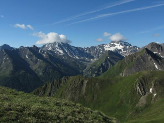 Ausblick vom Alptrider Sattel Richtung Muttler und Stammerspitz