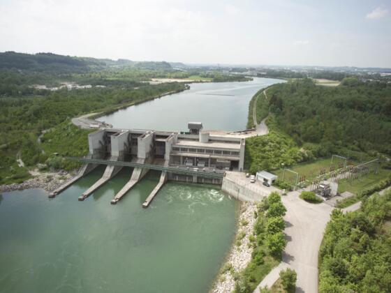 Wasserkraftwerk Marchtrenk aus der Luft