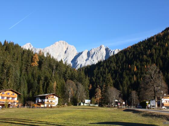 Blick auf den Dachstein beim Start