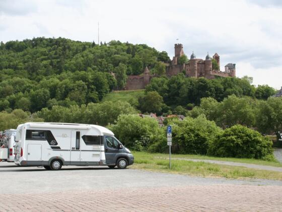 Wohnmobilstellplatz mit Blick auf Burg Wertheim