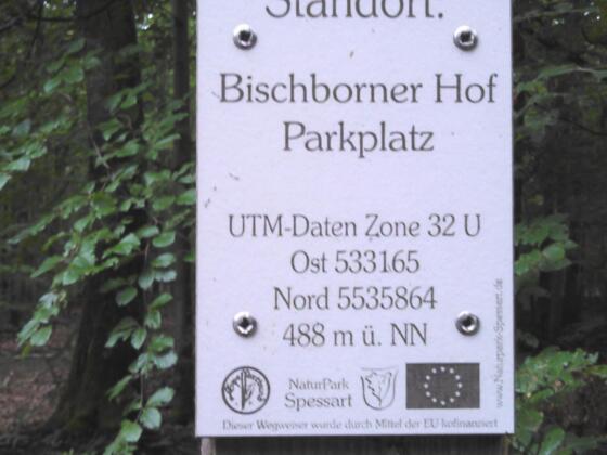 Wegweiserstandort Parkplatz Bischborner Hof