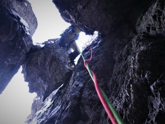 Kaminkletterei in der Schneiderspitze Nordschlucht