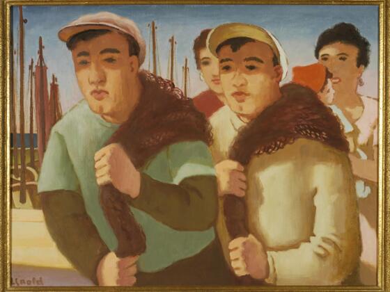 Max Unold, Fischer an der Adria, 1957, Öl auf Leinwand