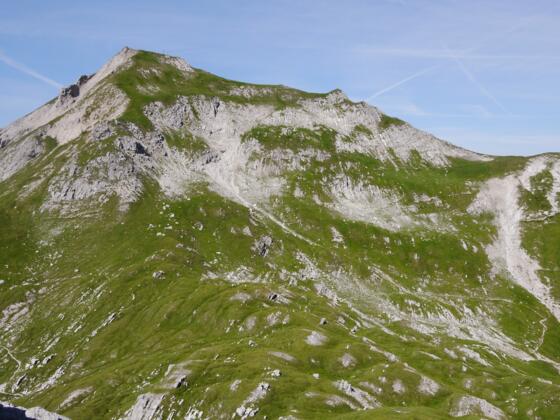 In der Lahnerscharte mit Blick zum Lahnerkopf