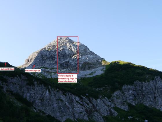 Übersicht Kletterrouten Westwand Wiedemerkopf