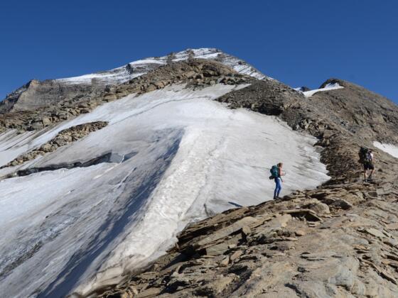 Von der Sonne verhöhnt: Vom berühmten Kaindlgrat sind nur noch Reste übrig.