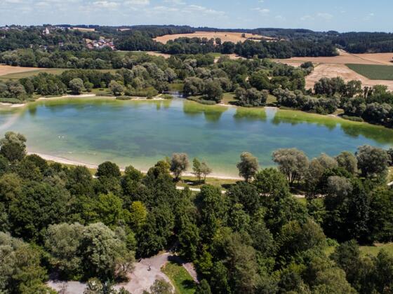 Der Kranzberger See aus der Luft