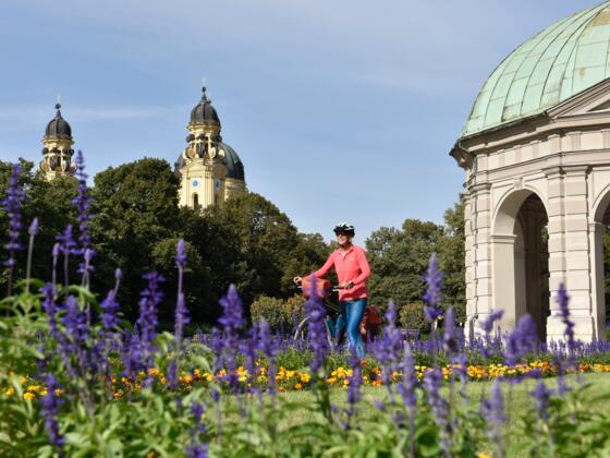 Hofgarten mit Theatinerkirche in München