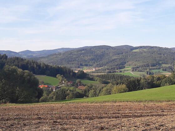 Blick vor Wolfessen Richtung Neukirchen zum Hadriwa und Pfarrerberg