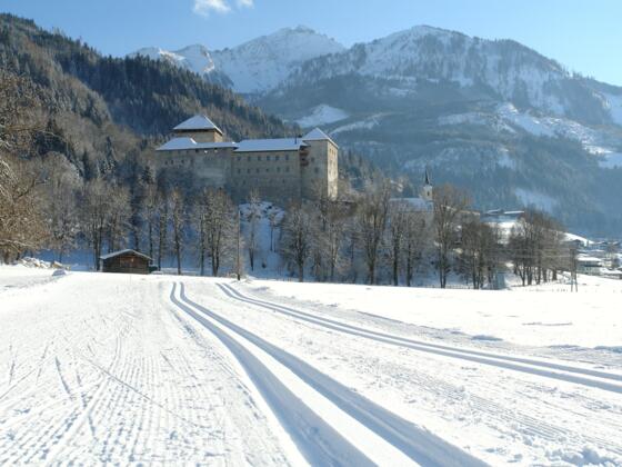 Loipe mit Burg Kaprun