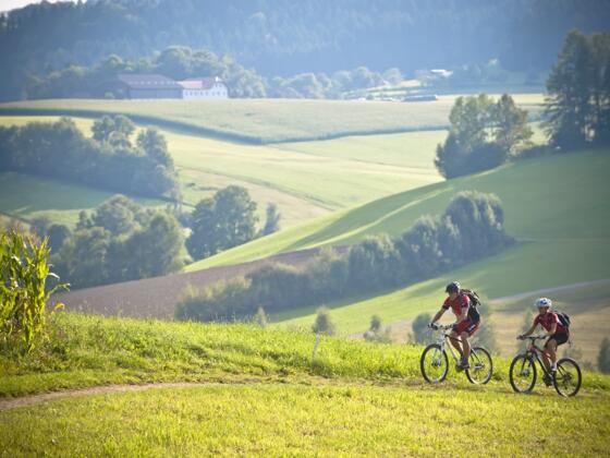 Mountainbiken in einer typisch ländlichen Idylle