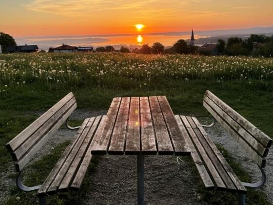 Bankerl mit Blick auf den Chiemsee