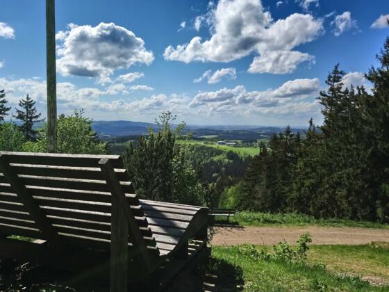 Liegebank an der Bergwachthütte auf dem Döbraberg