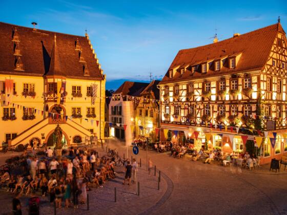 Abendstimmung auf dem Marktplatz von Volkach