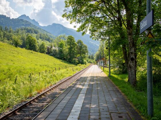 Bahnhof Geitau mit Blick auf den Wendelstein