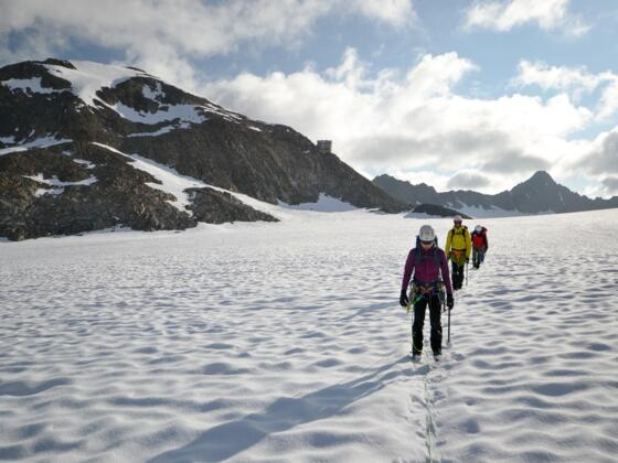 Kurz nach dem Kesselwandjoch. Im Hintergrund sieht man noch gut das Brandenburgerhaus