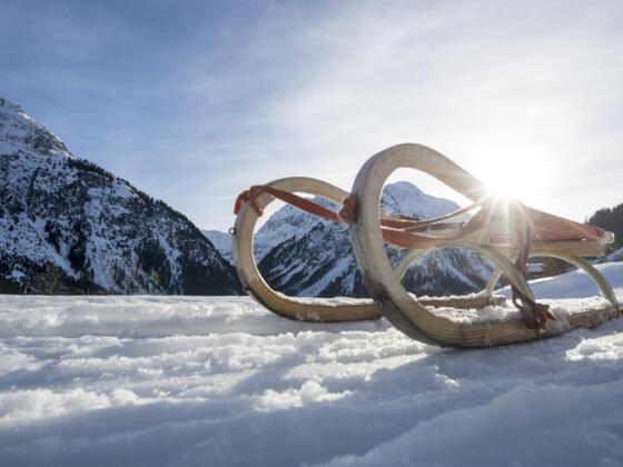 Rodelbahn Wäldele Hirschegg Rodeln mit Burmi