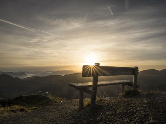 Wiedersberger Horn Aussichtsbank Sonnenaufgang