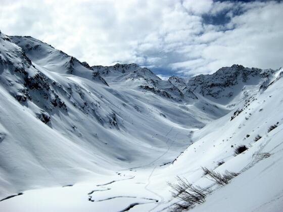 Rückblick ins zentrale Hochtal unter dem Wildkopf