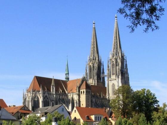 Blick zum Dom  St. Peter in Regensburg