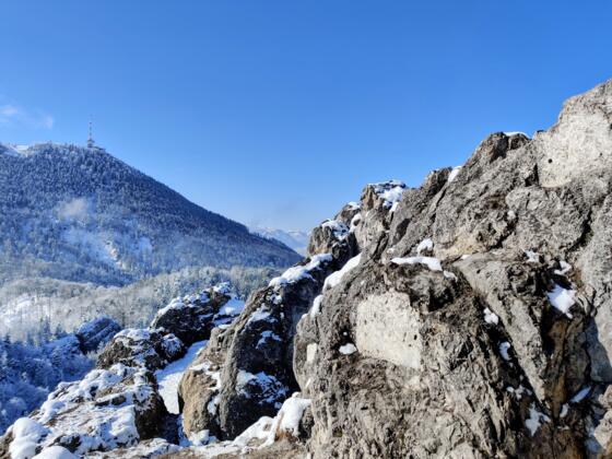 Der Blick auf den Gaisberg vom Nockstein aus.