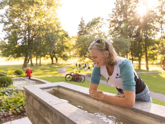 Kneipptretanlage: Armbadebecken im Kurpark