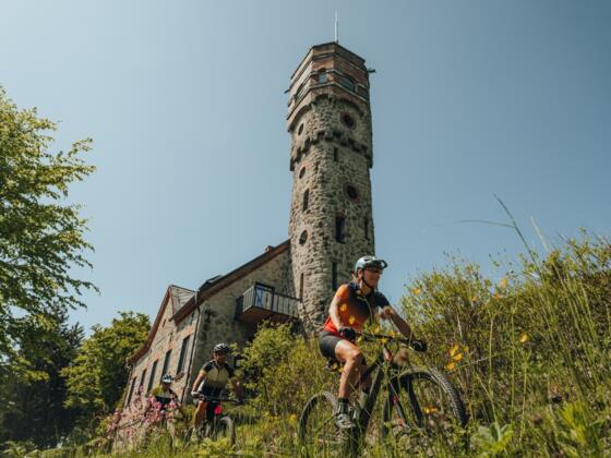 Mountainbiker an der Ameisbergwarte
