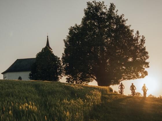 Mountainbiker bei der Mühlholzkapelle