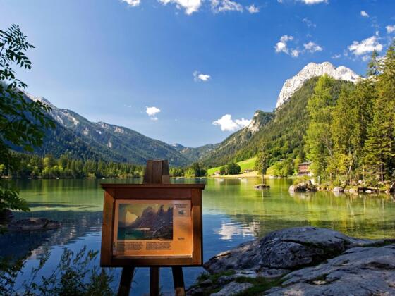 Malerweg Ramsau: Infotafel am Hintersee