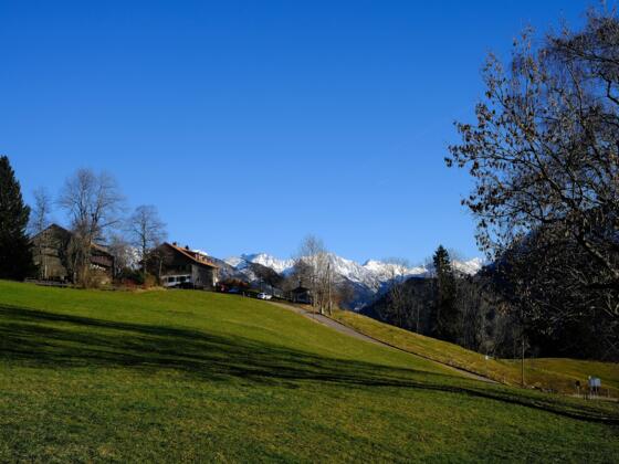 Sonthofener Ortsteil Breiten vor Allgäuer Bergen