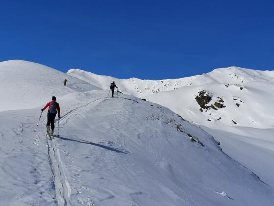 Am Beginn der Schafalpe. Links im Hintergrund der Rote Kogel, rechts Auf Sömen.