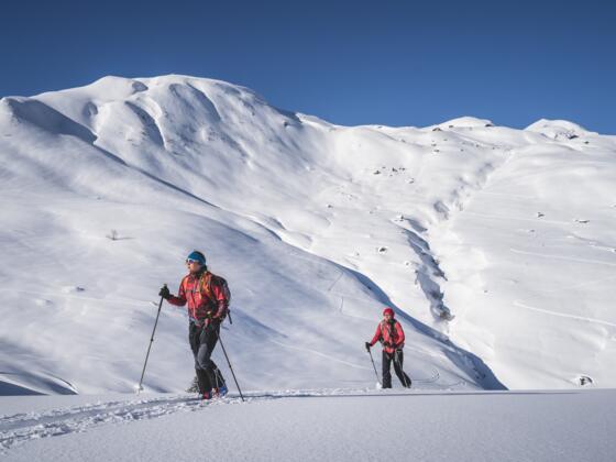 Tolles Skigelände bereits kurz nach der Neuen Bamberger Hütte