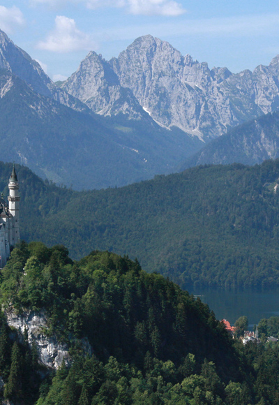 Blick auf die Königsschlösser Neuschwanstein und Hohenschwangau